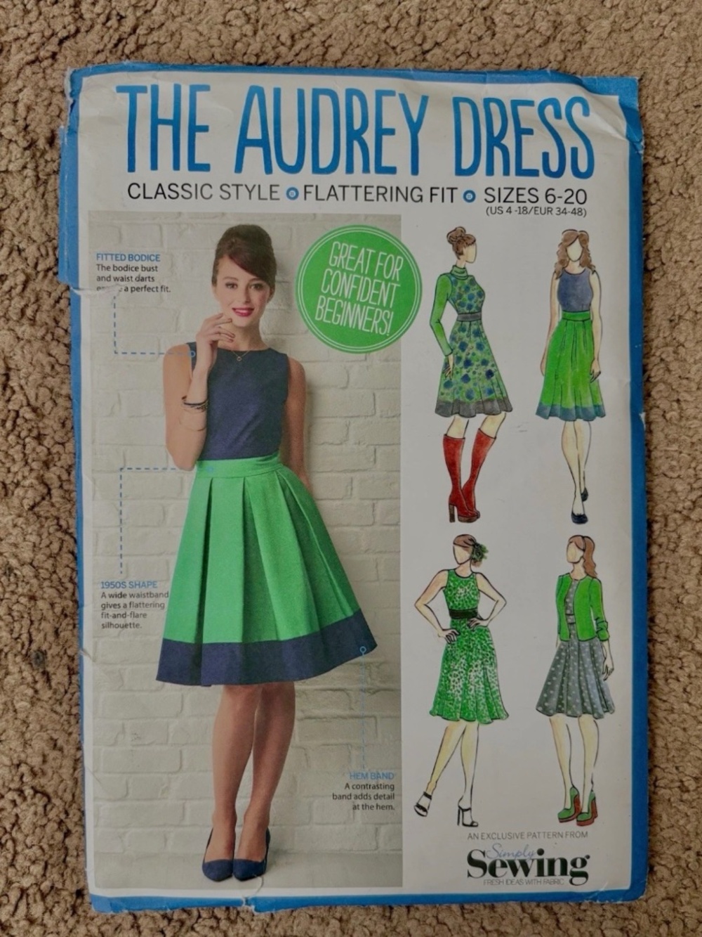 Simply Sewing Pattern ~ The Audrey Hepburn Dress ~ Misses Size 4 Thru 18 Uncut
